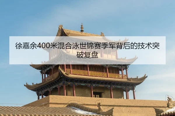 徐嘉余400米混合泳世锦赛季军背后的技术突破复盘